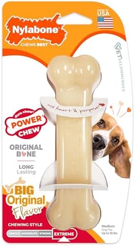 Nylabone Power Chew Original Bone Dog Chew Toy, Original Flavor by Nylabone