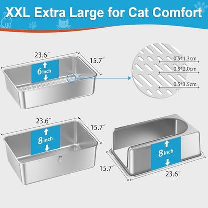 XXL All Stainless Steel Sifting Litter Box - Image 6
