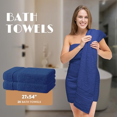 Navy Bath Towel Set of 6 - Image 4
