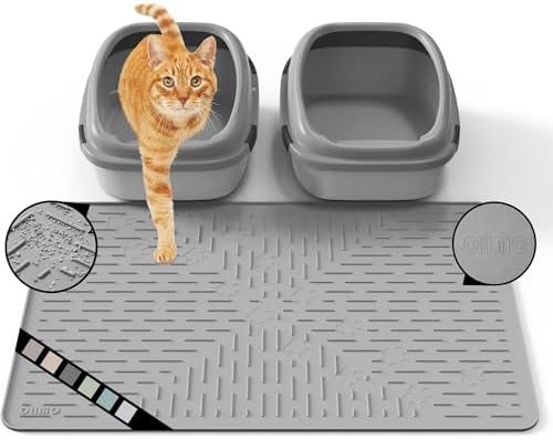 OHMO Large Cat Litter Mat, 31.5x23.6 Silicone Trapping Mat Grey by OHMO
