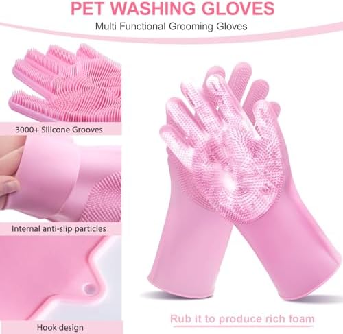 6PCS Pink Dog Washing Kit with Brush, Towel & Bag - Image 5