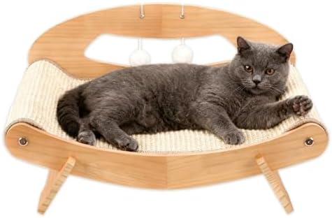 LECHONG 3-in-1 Large Sisal Cat Scratch Bed, Thicker Natural Sisal 22” Elevated by LECHONG
