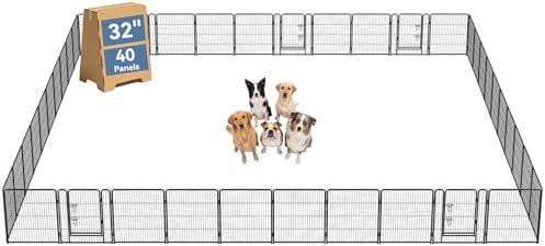 DUMOS Dog Playpen 32 Inch 40 Panels Indoor Outdoor Metal Pet Fence by DumosLifestyle