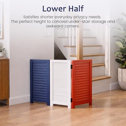 3 Panel Room Divider, Folding Wood Privacy Screen - Image 5