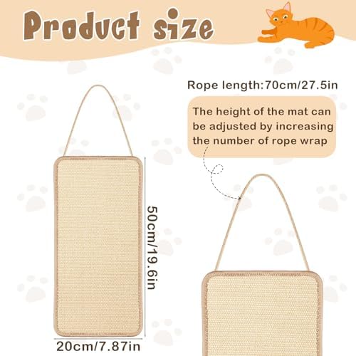 Dansydaisy 2 Pack Sisal Door Cat Scratcher Hanging Scratching Mat - Image 2