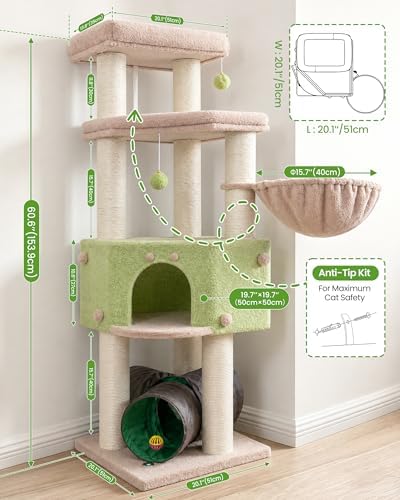 Heavy Duty Large Cat Tree Tower, Extra Wide Cat Scratching Posts - Image 6