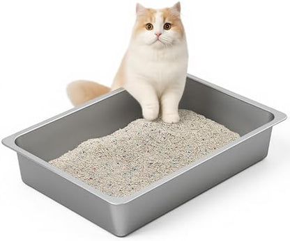 Kirecoo Large Stainless Steel Cat Litter Box Low Entry by Kirecoo