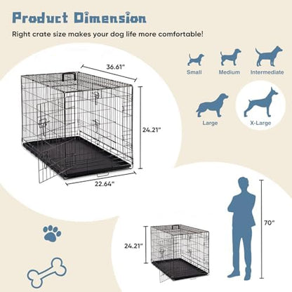 DUMOS 36 Inch Dog Crate, Foldable Small Medium Dog Cage Pet Kennel - Image 5