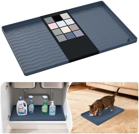 URMONA Waterproof Silicone Under Sink Mat, 19 x 12 in, Flexible Shelf Liner by URMONA