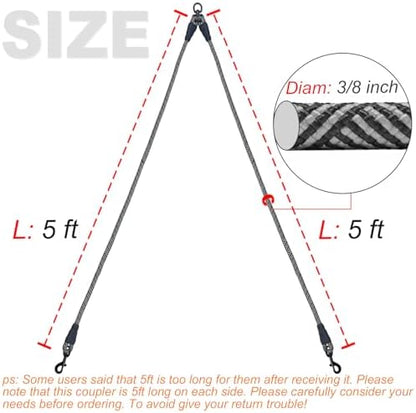 5 FT Double Dog Leash Coupler Extension Rope - Image 3