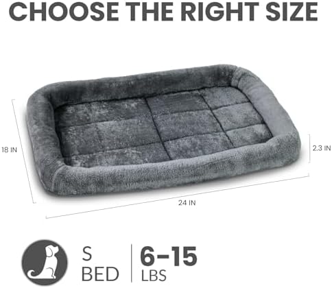 Patas Lague Small Dog Bed Bolster Pet Crate Mat 24''x18'' Dark Grey - Image 5