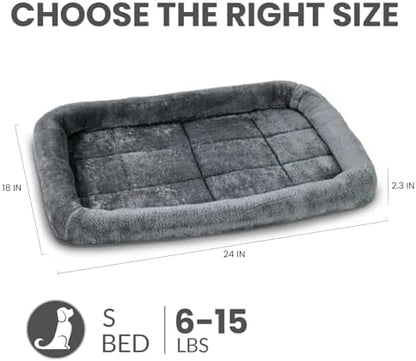 Patas Lague Small Dog Bed Bolster Pet Crate Mat 24''x18'' Dark Grey - Image 5
