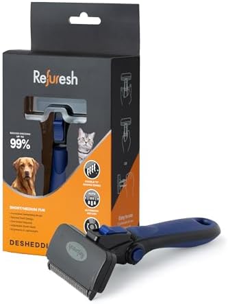 Deshedding Brush for Short/Medium-Hair Dogs & Cats | Deshedding Dog Brush for by Refuresh