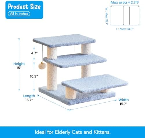 15''H Multi-Step Pet Stairs for High Beds & Sofas, 3-Step Cat Stairs - Image 6