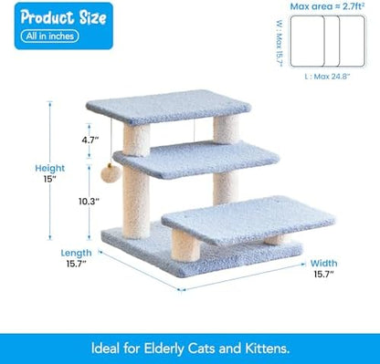 15''H Multi-Step Pet Stairs for High Beds & Sofas, 3-Step Cat Stairs - Image 6