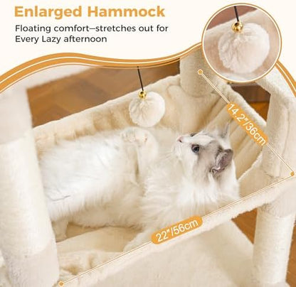 53”Cat Tree with Hammock & Oversized Top Bed - Image 3