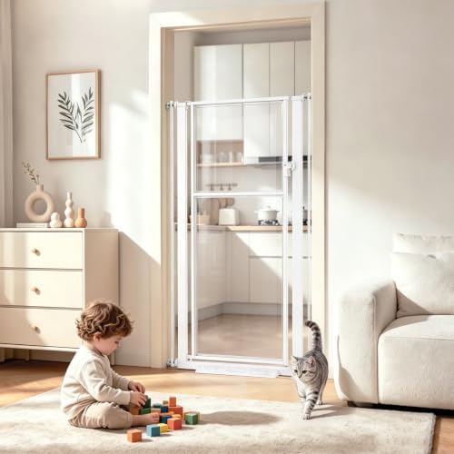 56" Extra Tall Clear Cat Gate, 29.5‑33.5" Wide Pet Gate by Unknown