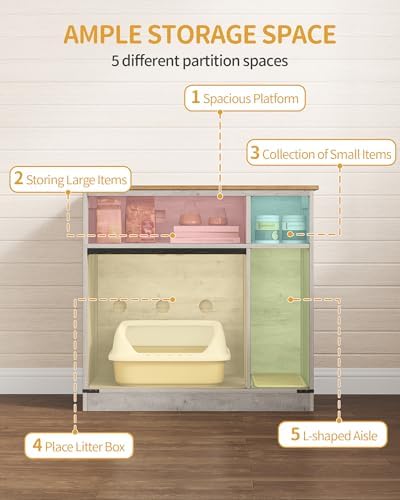 Hzuaneri Cat Litter Box Enclosure, Hidden Litter Box Furniture - Image 6