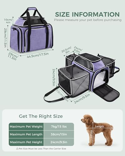 Cat Carrier Bag, Airline Approved Pet Carrier Soft Side Pet Travel 5 Sides Open - Image 2