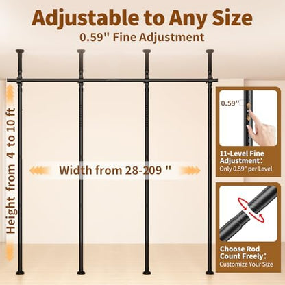 Room Divider for Room Separation, 4-10ft 28-209inch Adjustable Temporary - Image 2