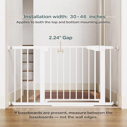 Cumbor 30-46" Baby Gate for Stairs, Auto Close Dog Gate for Doorways White - Image 4