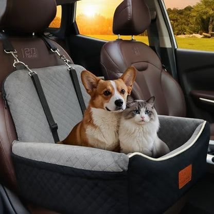 Dog Car Seat Bed 2 in 1 for Small/Medium Dogs up to 35 lbs, Adjustable Safety - Image 2