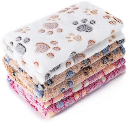 1 Pack 3 Blankets Super Soft Fluffy Premium Fleece Pet Blanket Flannel Paw by CADONO