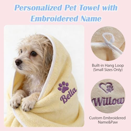 Personalized Pet Towel, Custom Embroidered Name Dog Towel, Super Absorbent - Image 2
