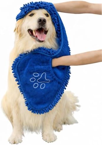 Dog Towel for Drying Dogs, Absorbent Microfiber Bath Towel, Hand Pockets by MakeyourGuestD%C3%A9corAmazing