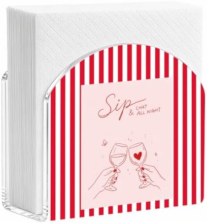 Sip Chat All Night Heart Print Acrylic Napkin Holder by ENGVZ