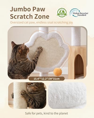 Heybly Cat Tree with Litter Box Enclosure, Modern 64" Hidden Tower HCT105BT - Image 4