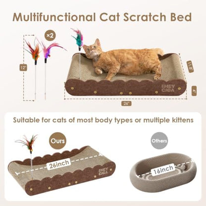 EHEYCIGA 26" Large Cardboard Cat Scratcher Bed - Image 3