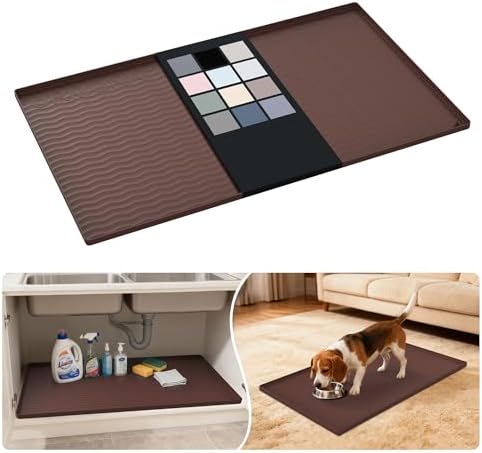 URMONA Waterproof Silicone Under Sink Mat, 37 x 22 in, Flexible Shelf Liner by URMONA