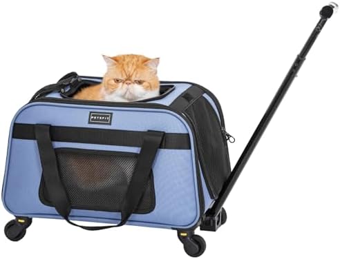 Petsfit Cat Carrier with Wheels, Removable Spinner Wheels by Petsfit