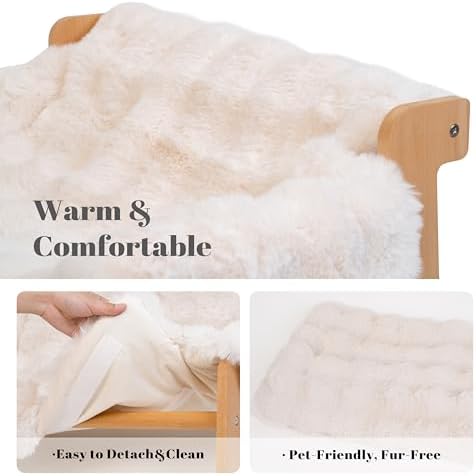 CHEERHOME PETS Elevated Cat Couch Bed Wooden Raised Kitty Sofa Lounge Chair - Image 3