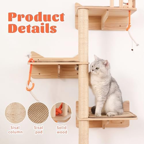 KVIDA Solid Pine Wood Cat Tree for Indoor Cats - Image 3