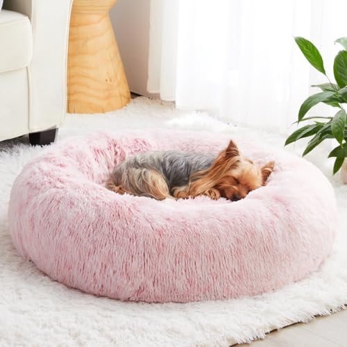 WNPETHOME Small Pink Round Calming Dog Bed Cat Bed by WNPETHOMEPETSHOME