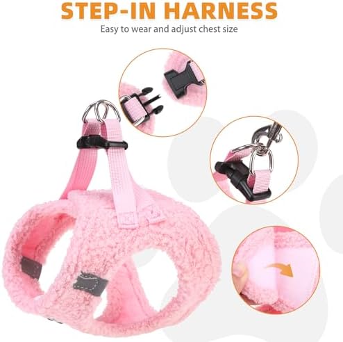 KOOLTAIL Plush Small Dog Harness and Leash Set, Warm Fleece No Pull Puppy Vest - Image 3