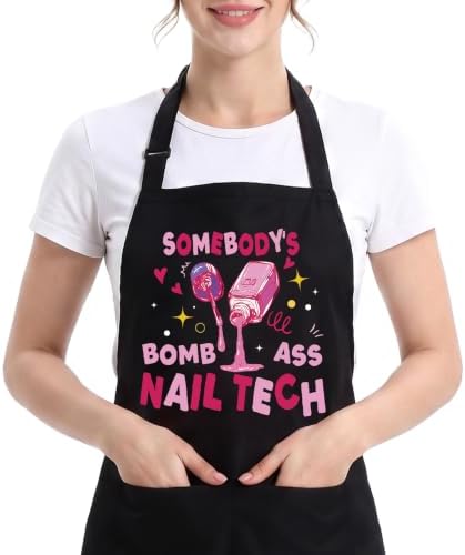 Adjustable Nail Apron Somebody’S Bomb Ass Nail Tech Apron - Image 2