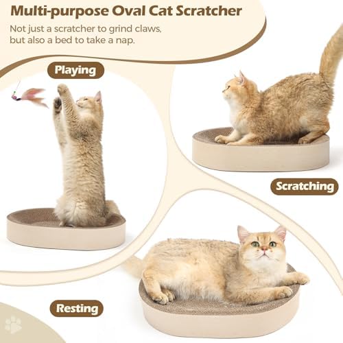 ComSaf Cat Scratcher Bed, Oval Cardboard Scratching Board - Image 5