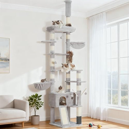 Hey-brother Cat Tree Tower, Adjustable Height, Floor to Ceiling by Hey-brother