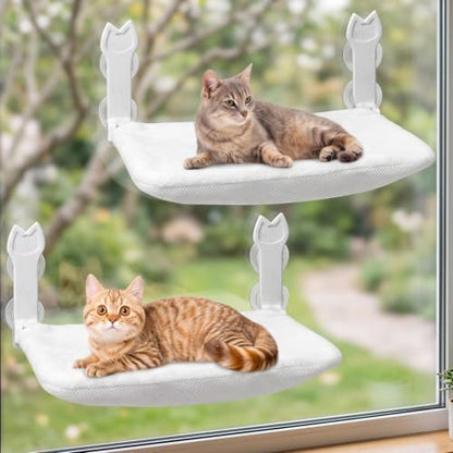 2 Pack Cat Window Perch, Cat Window Hammock Cordless Foldable Window Bed by Turbosus