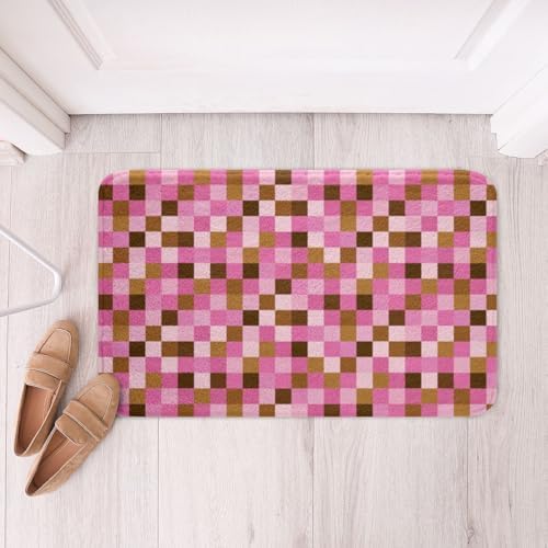 Pixel Grid Theme Bath Rug, Cartoon Gamepad Shaggy Absorbent Non Slip Floor Mat - Image 3