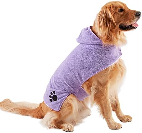 Bone Dry Pet Robe Collection, Embroidered Absorbent Microfiber Bath Robe by BoneDry
