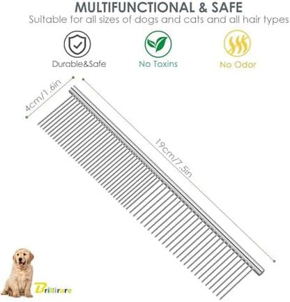 2 Pack Dog Grooming Comb Pet, Stainless Steel Cat Combs - Image 2