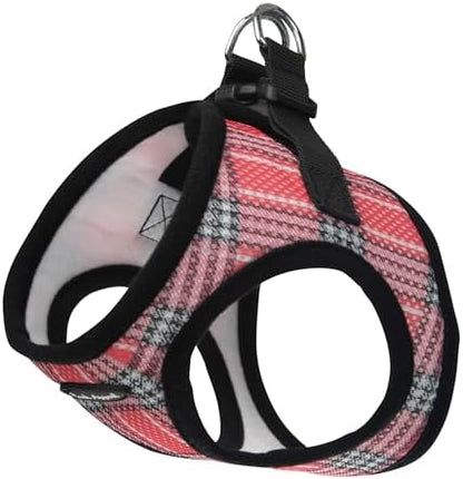 Bark Appeal Coral Red Plaid Step-in Dog Harness by BarkAppeal