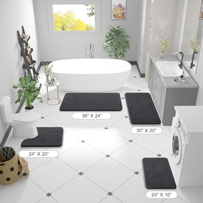 OLANLY Bathroom Runner Rugs 44x24, Extra Soft Absorbent Chenille Bath Rugs - Image 2