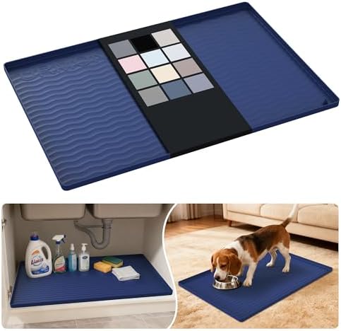 URMONA Waterproof Silicone Under Sink Mat, 28 x 19 in, Flexible Shelf Liner by URMONA