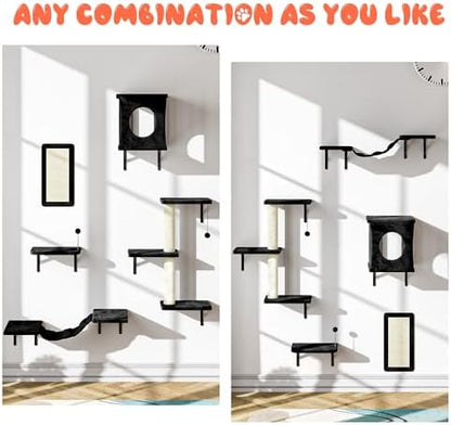 10 Pcs Cat Wall Shelves Set, Wall-Mounted Climber - Image 3
