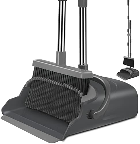 Broom and Dustpan Set for Home, Indoor&Outdoor Sweeping, Stand Up Broom and by Kelamayi
